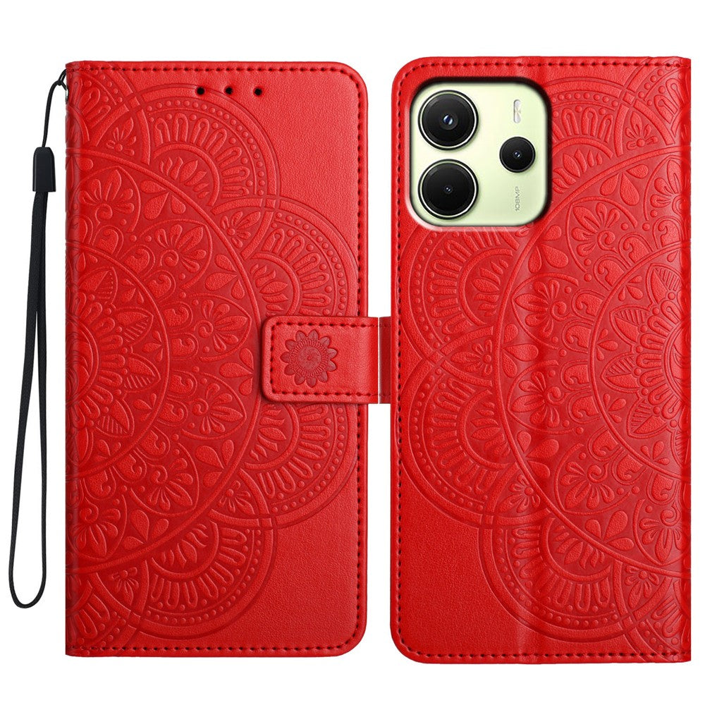 For Xiaomi Redmi Note 14 4G (163.25mm) Wallet Phone Case Butterfly Floral Imprint Leather Flip Cover with Strap