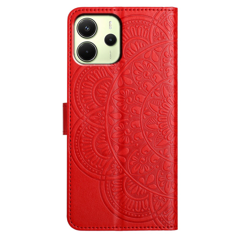 For Xiaomi Redmi Note 14 4G (163.25mm) Wallet Phone Case Butterfly Floral Imprint Leather Flip Cover with Strap