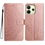 For Xiaomi Redmi Note 14 4G (163.25mm) Wallet Phone Case Butterfly Floral Imprint Leather Flip Cover with Strap