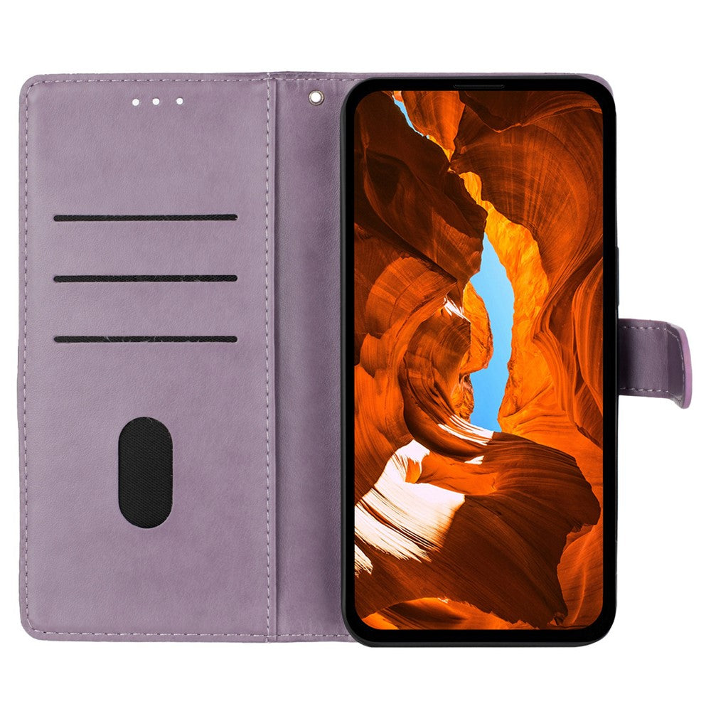 For Xiaomi Redmi Note 14 4G (163.25mm) Wallet Phone Case Butterfly Floral Imprint Leather Flip Cover with Strap