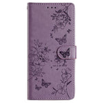 For Xiaomi Redmi Note 14 4G (163.25mm) Wallet Phone Case Butterfly Floral Imprint Leather Flip Cover with Strap
