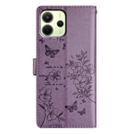 For Xiaomi Redmi Note 14 4G (163.25mm) Wallet Phone Case Butterfly Floral Imprint Leather Flip Cover with Strap