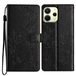 For Xiaomi Redmi Note 14 4G (163.25mm) Wallet Phone Case Butterfly Floral Imprint Leather Flip Cover with Strap