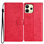 For Xiaomi Redmi Note 14 4G (163.25mm) Wallet Phone Case Butterfly Floral Imprint Leather Flip Cover with Strap