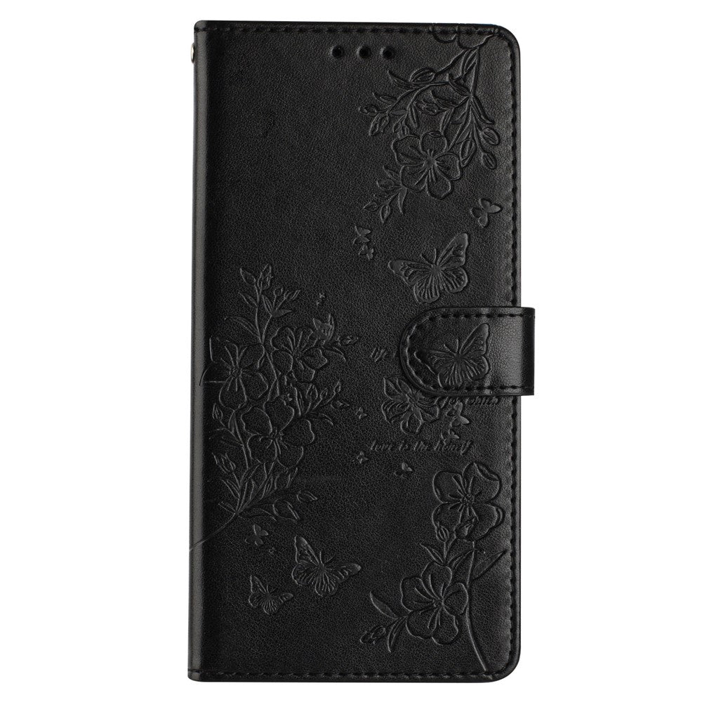 For Xiaomi Redmi Note 14 Pro 4G Wallet Phone Case Butterfly Floral Imprint Leather Flip Cover with Strap