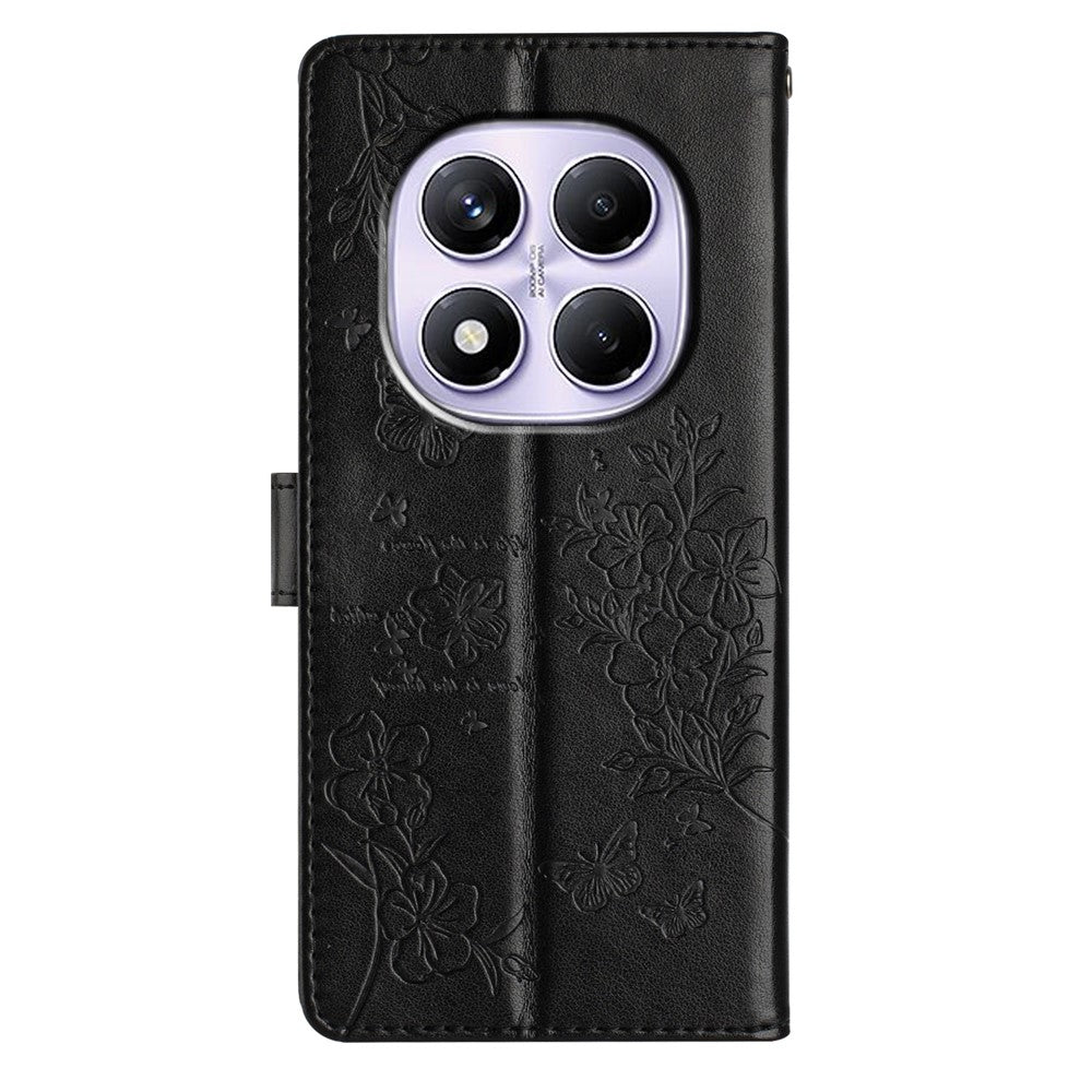 Xiaomi Redmi Note 14 Pro 4G Plånboksfodral Läderflikfodral med Fjärilsmönster och Rem