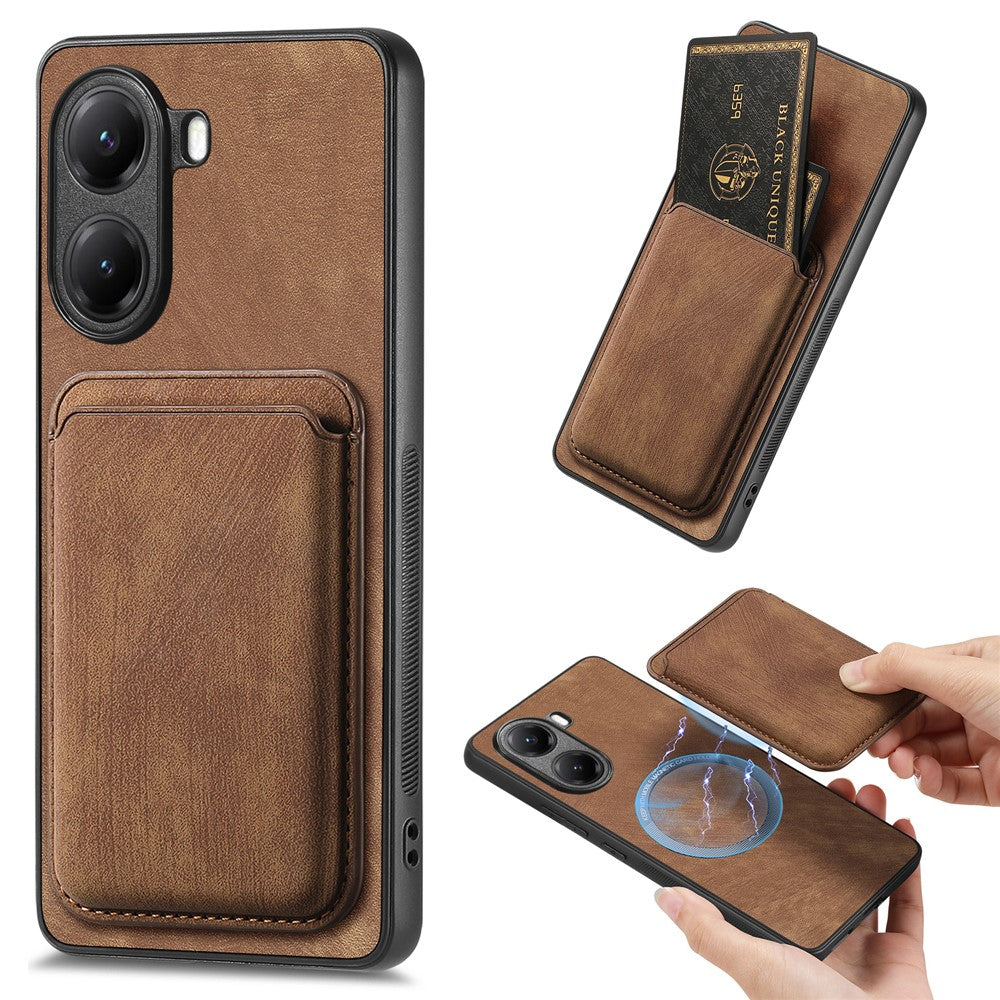 For Xiaomi Poco X7 Pro 5G Magnetic Case Leather Back Cover with Detachable Card Holder