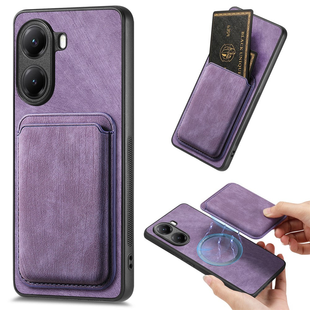 For Xiaomi Poco X7 Pro 5G Magnetic Case Leather Back Cover with Detachable Card Holder