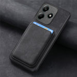 For Xiaomi Redmi Note 14 4G (163.25mm) Magnetic Case Leather Back Cover with Detachable Card Holder