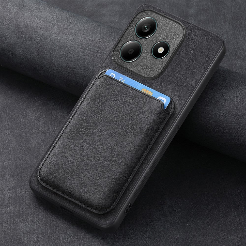 For Xiaomi Redmi Note 14 4G (163.25mm) Magnetic Case Leather Back Cover with Detachable Card Holder
