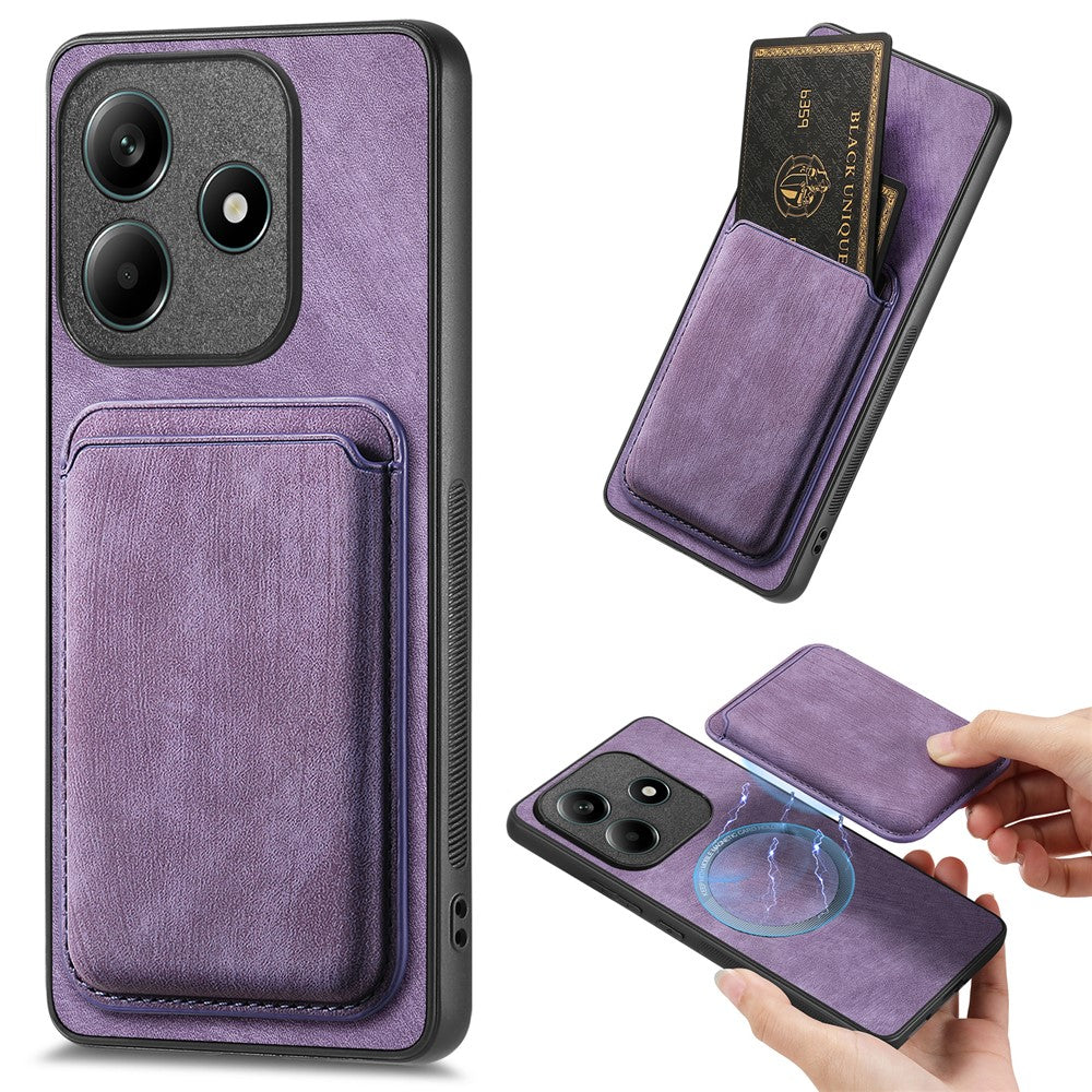 For Xiaomi Redmi Note 14 5G Magnetic Case Leather Back Cover with Detachable Card Holder