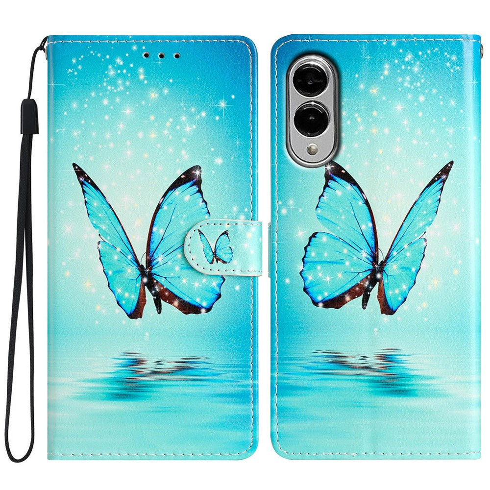 For Samsung Galaxy S25 Edge Wallet Case PU Leather Pattern Printing Stand Phone Cover with Strap
