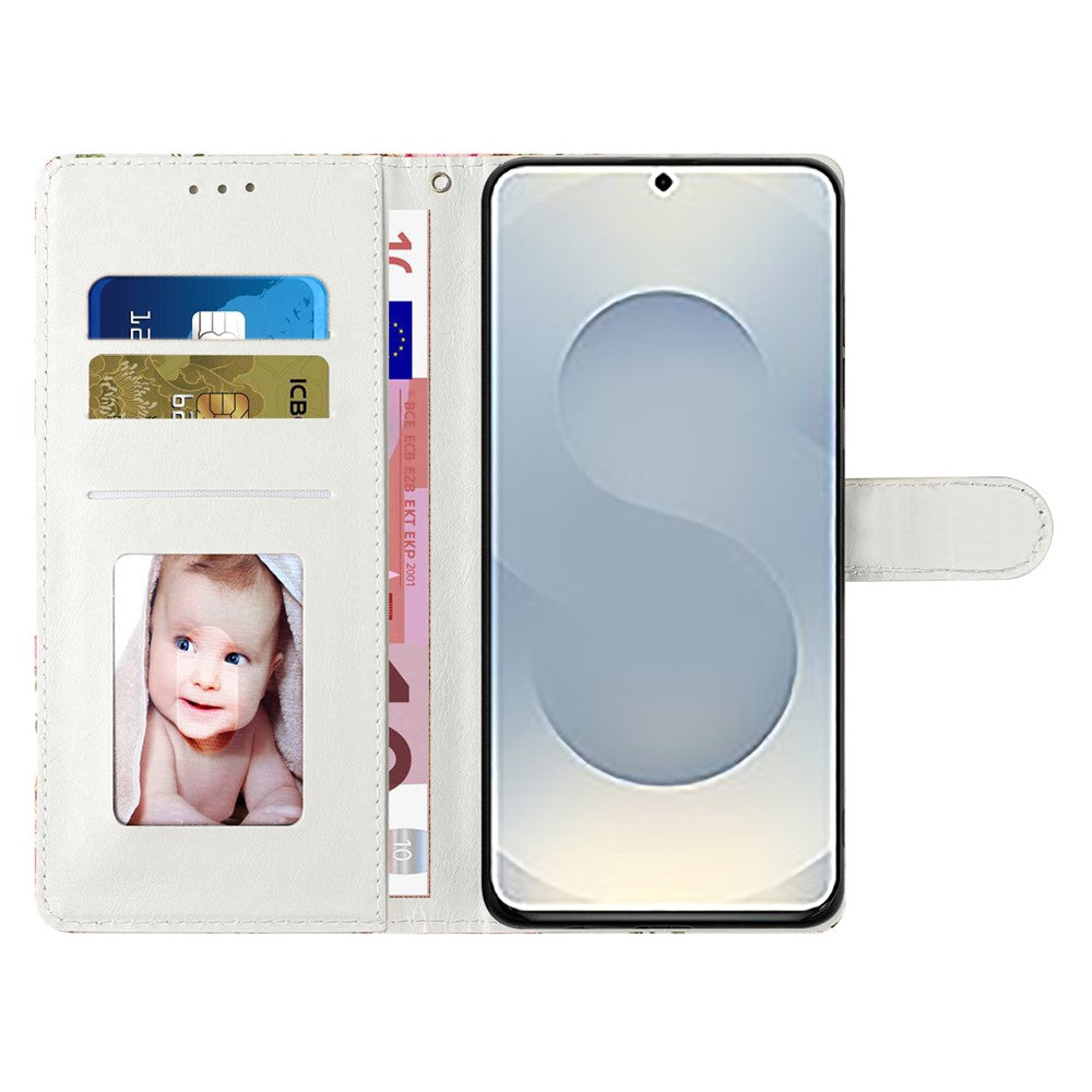 For Samsung Galaxy S25 Edge Wallet Case PU Leather Pattern Printing Stand Phone Cover with Strap