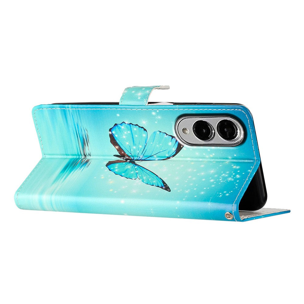 For Samsung Galaxy S25 Edge Wallet Case PU Leather Pattern Printing Stand Phone Cover with Strap
