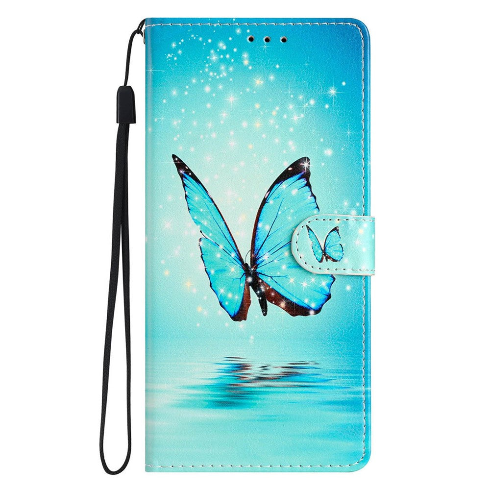 For Samsung Galaxy S25 Edge Wallet Case PU Leather Pattern Printing Stand Phone Cover with Strap