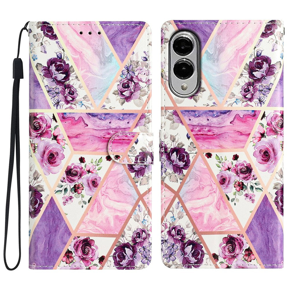 For Samsung Galaxy S25 Edge Wallet Case PU Leather Pattern Printing Stand Phone Cover with Strap