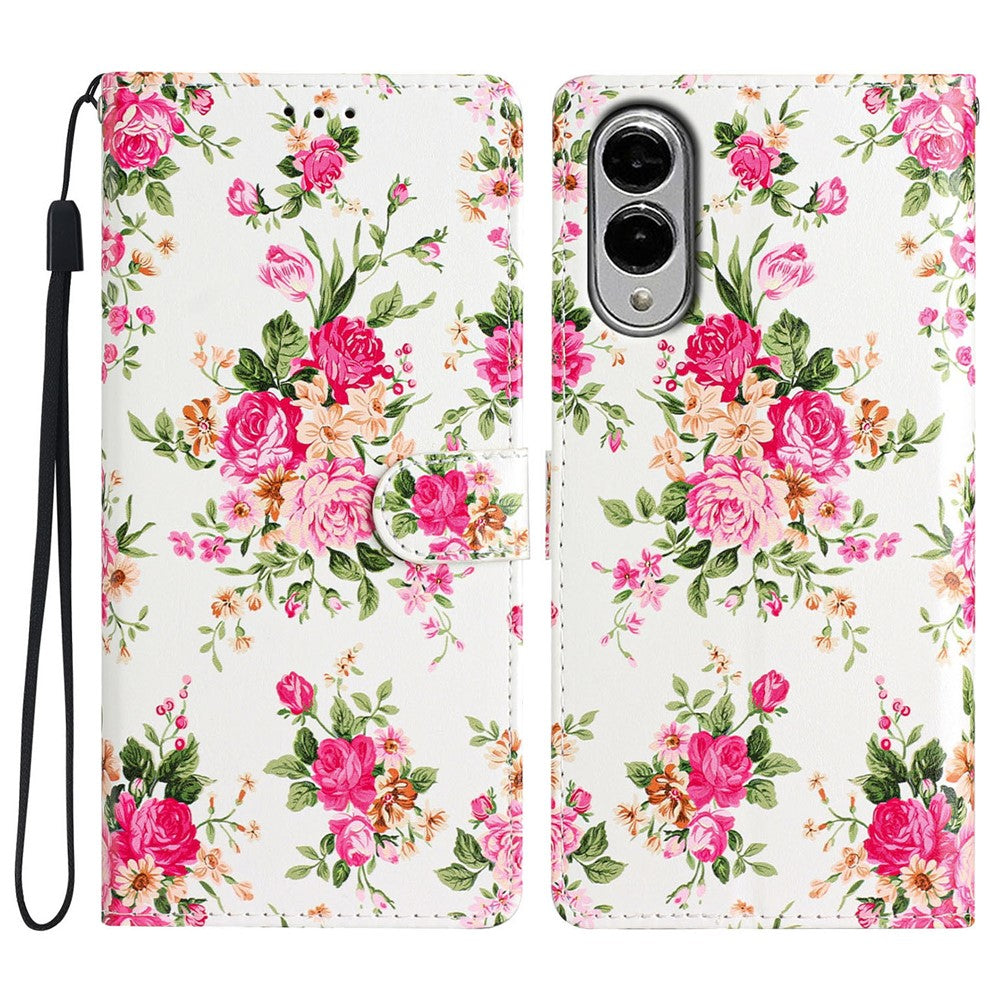 For Samsung Galaxy S25 Edge Wallet Case PU Leather Pattern Printing Stand Phone Cover with Strap