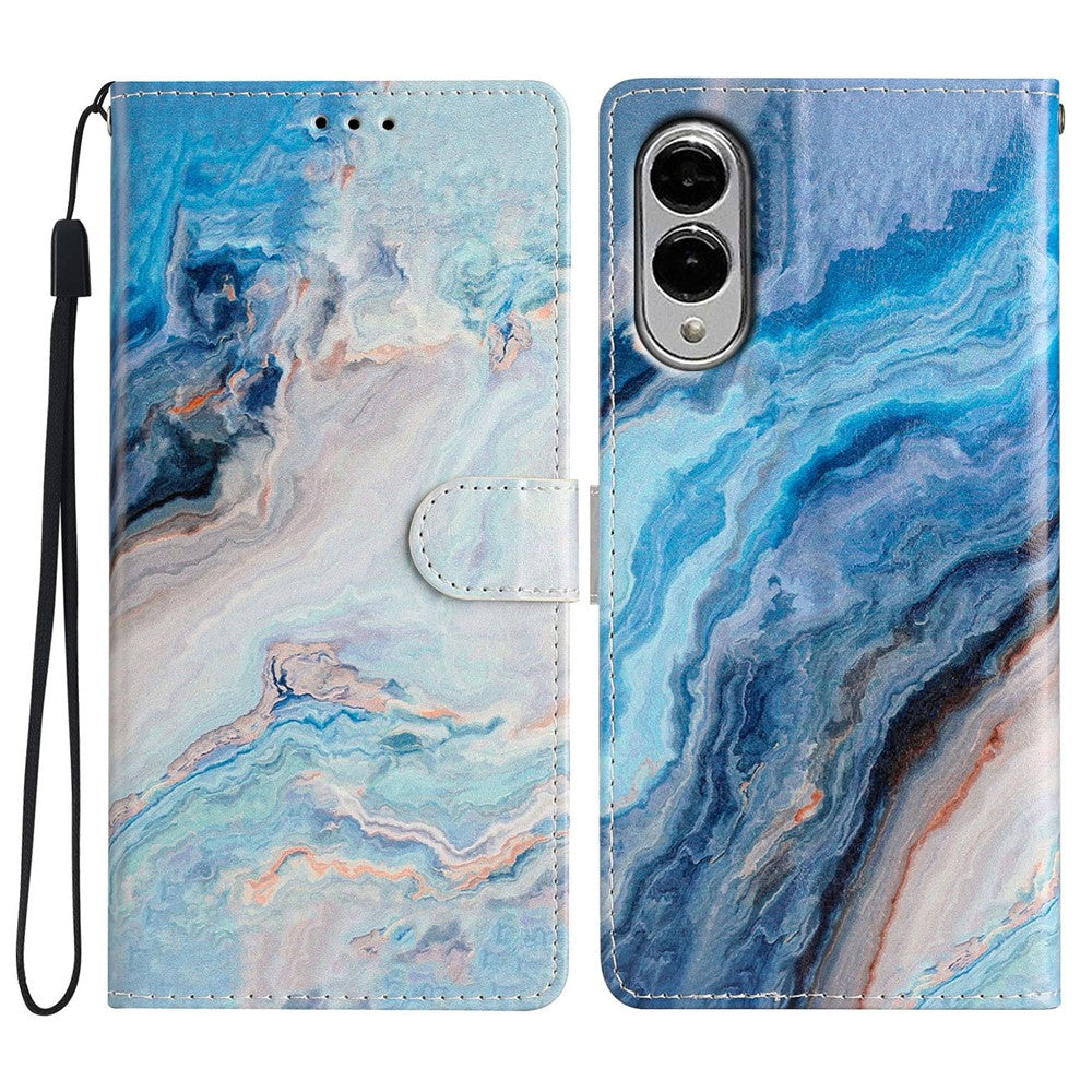 For Samsung Galaxy S25 Edge Wallet Case PU Leather Pattern Printing Stand Phone Cover with Strap