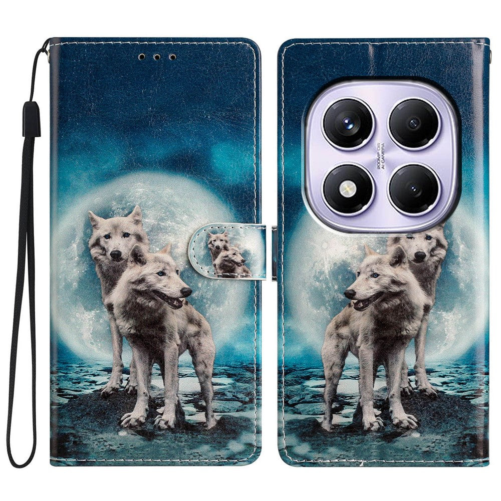 For Xiaomi Redmi Note 14 Pro 4G Wallet Case PU Leather Pattern Printing Stand Phone Cover with Strap