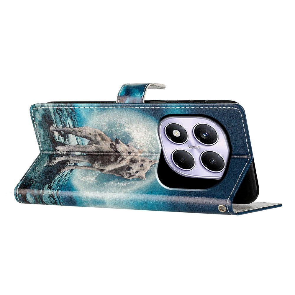 For Xiaomi Redmi Note 14 Pro 4G Wallet Case PU Leather Pattern Printing Stand Phone Cover with Strap