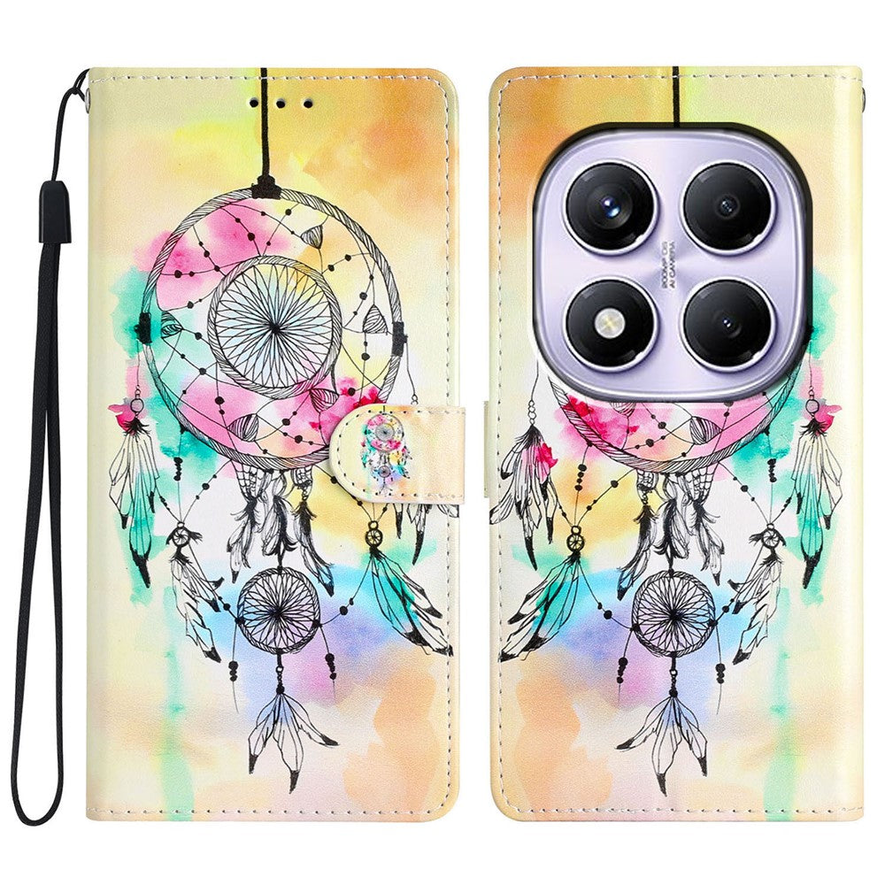 For Xiaomi Redmi Note 14 Pro 4G Wallet Case PU Leather Pattern Printing Stand Phone Cover with Strap