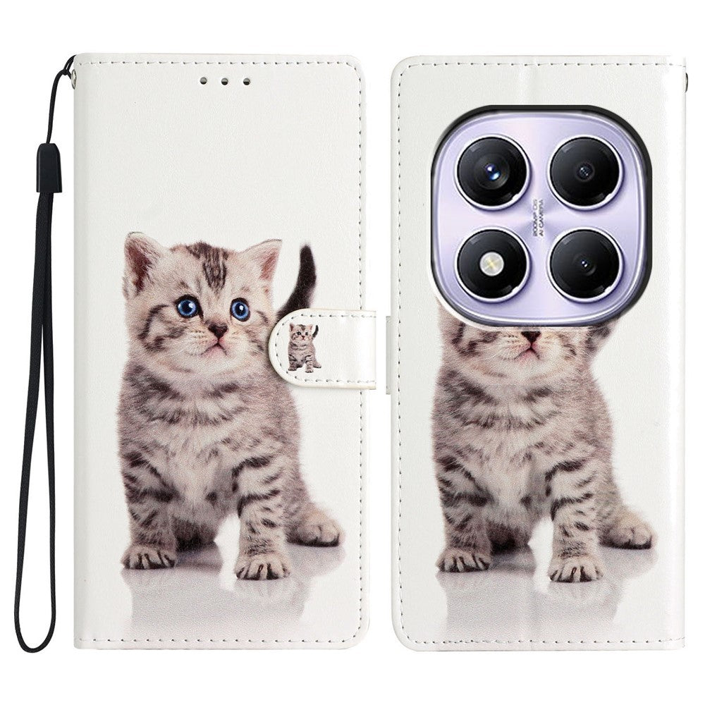 For Xiaomi Redmi Note 14 Pro 4G Wallet Case PU Leather Pattern Printing Stand Phone Cover with Strap