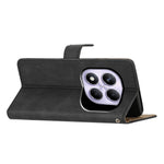 For Xiaomi Redmi Note 14 Pro 4G Wallet Case Line Imprinted Skin-Touch Leather Flip Phone Cover