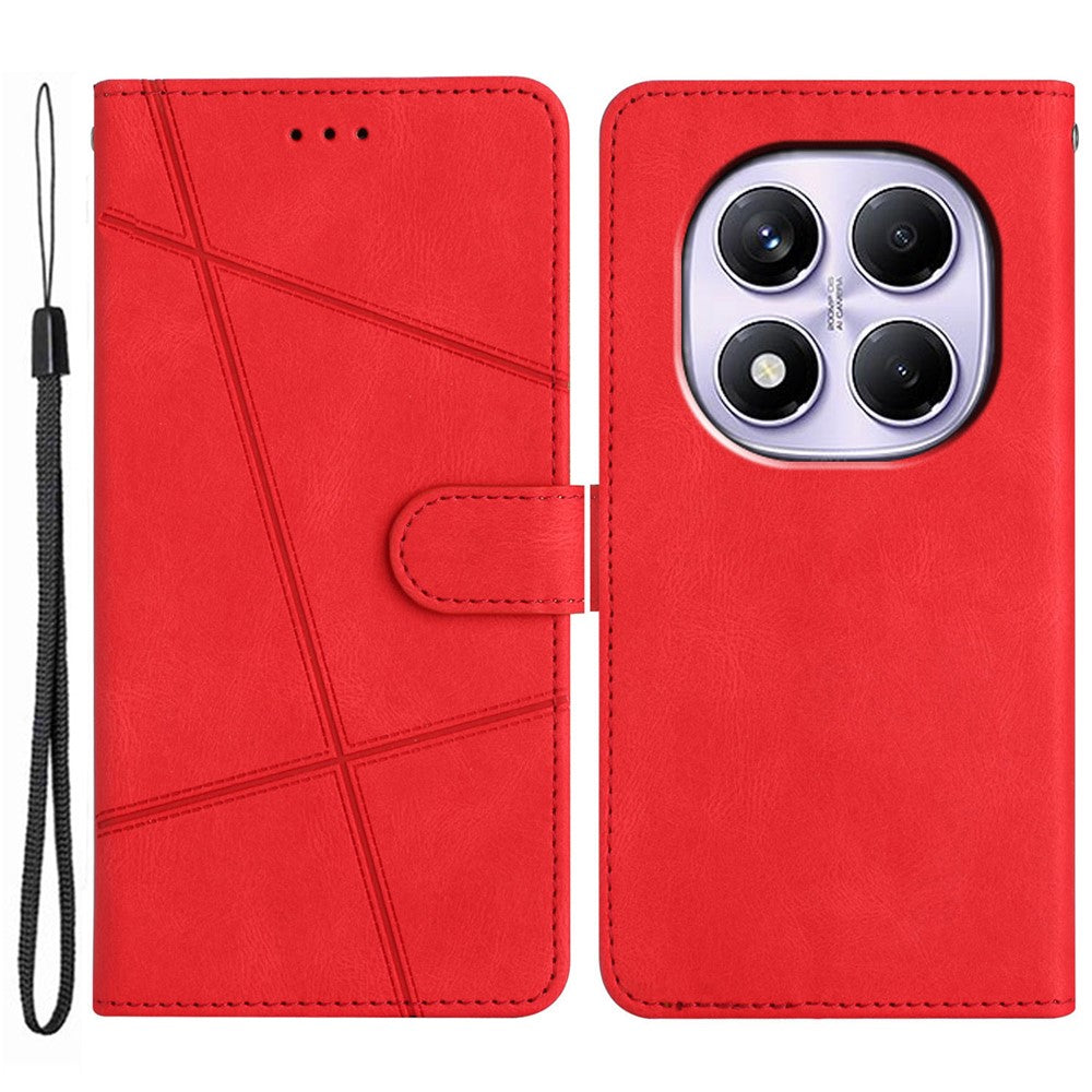 For Xiaomi Redmi Note 14 Pro 4G Wallet Case Line Imprinted Skin-Touch Leather Flip Phone Cover