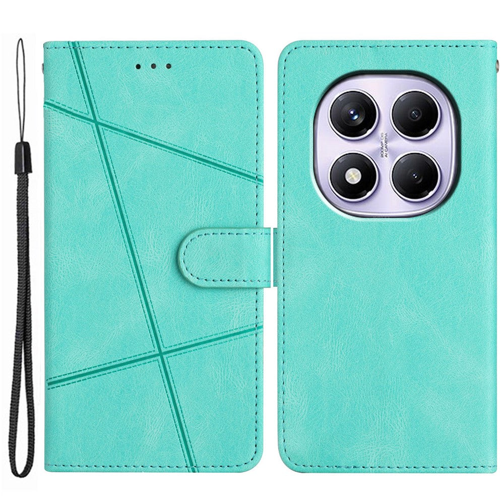 For Xiaomi Redmi Note 14 Pro 4G Wallet Case Line Imprinted Skin-Touch Leather Flip Phone Cover