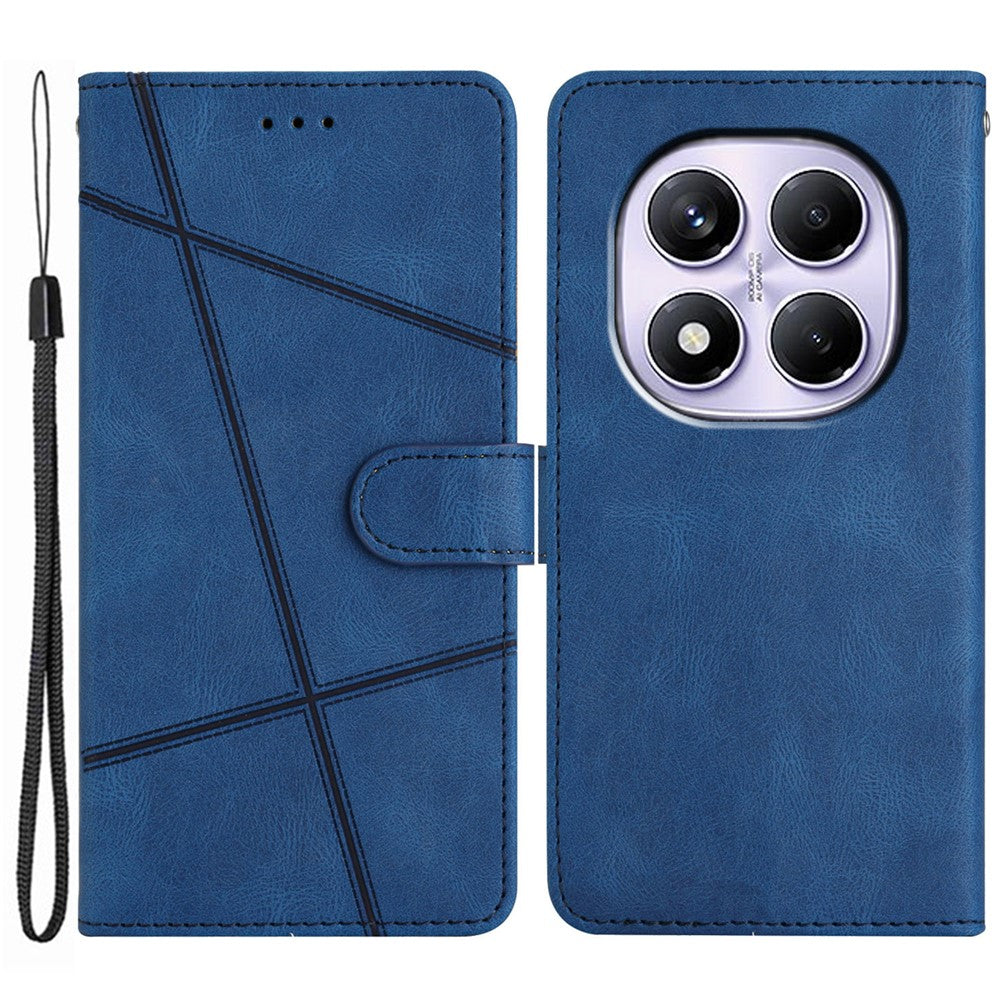 For Xiaomi Redmi Note 14 Pro 4G Wallet Case Line Imprinted Skin-Touch Leather Flip Phone Cover