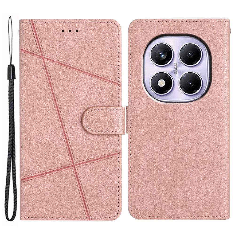 For Xiaomi Redmi Note 14 Pro 4G Wallet Case Line Imprinted Skin-Touch Leather Flip Phone Cover