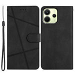 For Xiaomi Redmi Note 14 4G (163.25mm) Wallet Case Line Imprinted Skin-Touch Anti-Drop Leather Flip Phone Cover