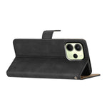 For Xiaomi Redmi Note 14 4G (163.25mm) Wallet Case Line Imprinted Skin-Touch Anti-Drop Leather Flip Phone Cover