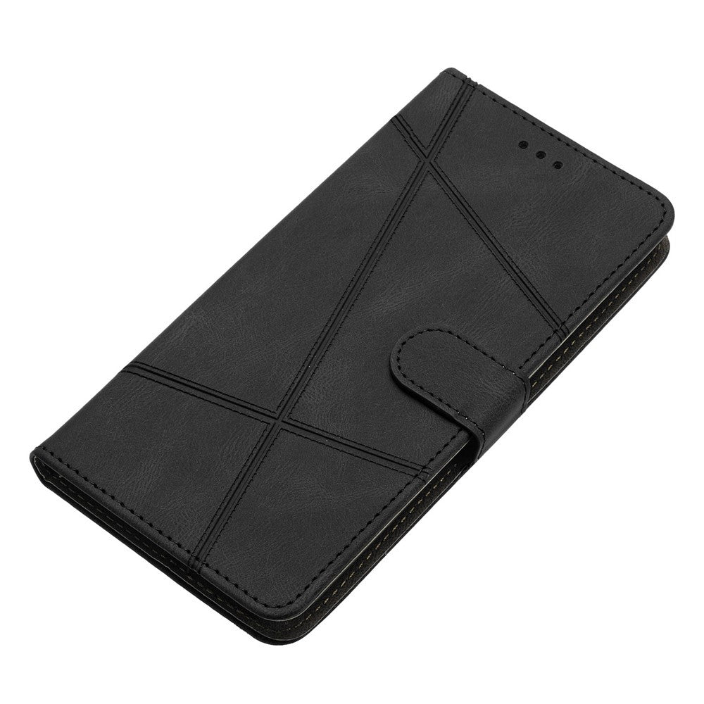 For Xiaomi Redmi Note 14 4G (163.25mm) Wallet Case Line Imprinted Skin-Touch Anti-Drop Leather Flip Phone Cover