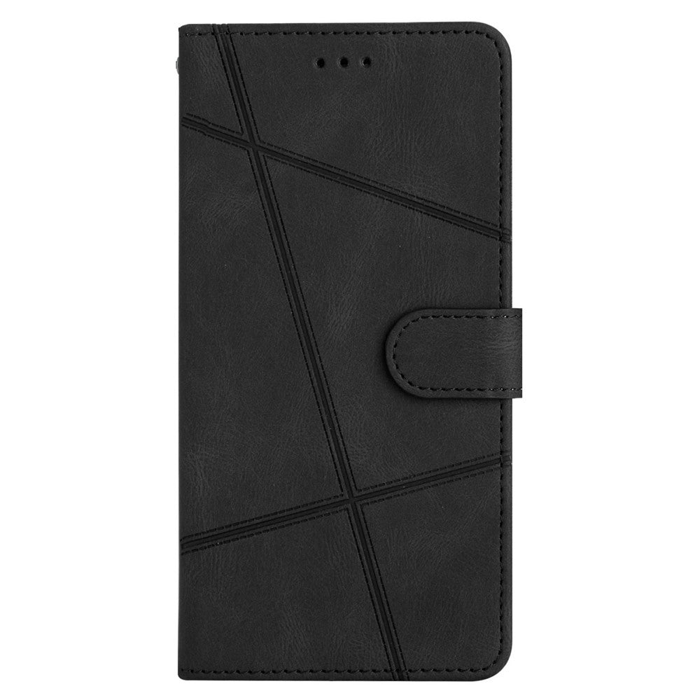 For Xiaomi Redmi Note 14 4G (163.25mm) Wallet Case Line Imprinted Skin-Touch Anti-Drop Leather Flip Phone Cover