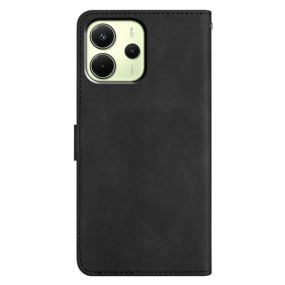 For Xiaomi Redmi Note 14 4G (163.25mm) Wallet Case Line Imprinted Skin-Touch Anti-Drop Leather Flip Phone Cover