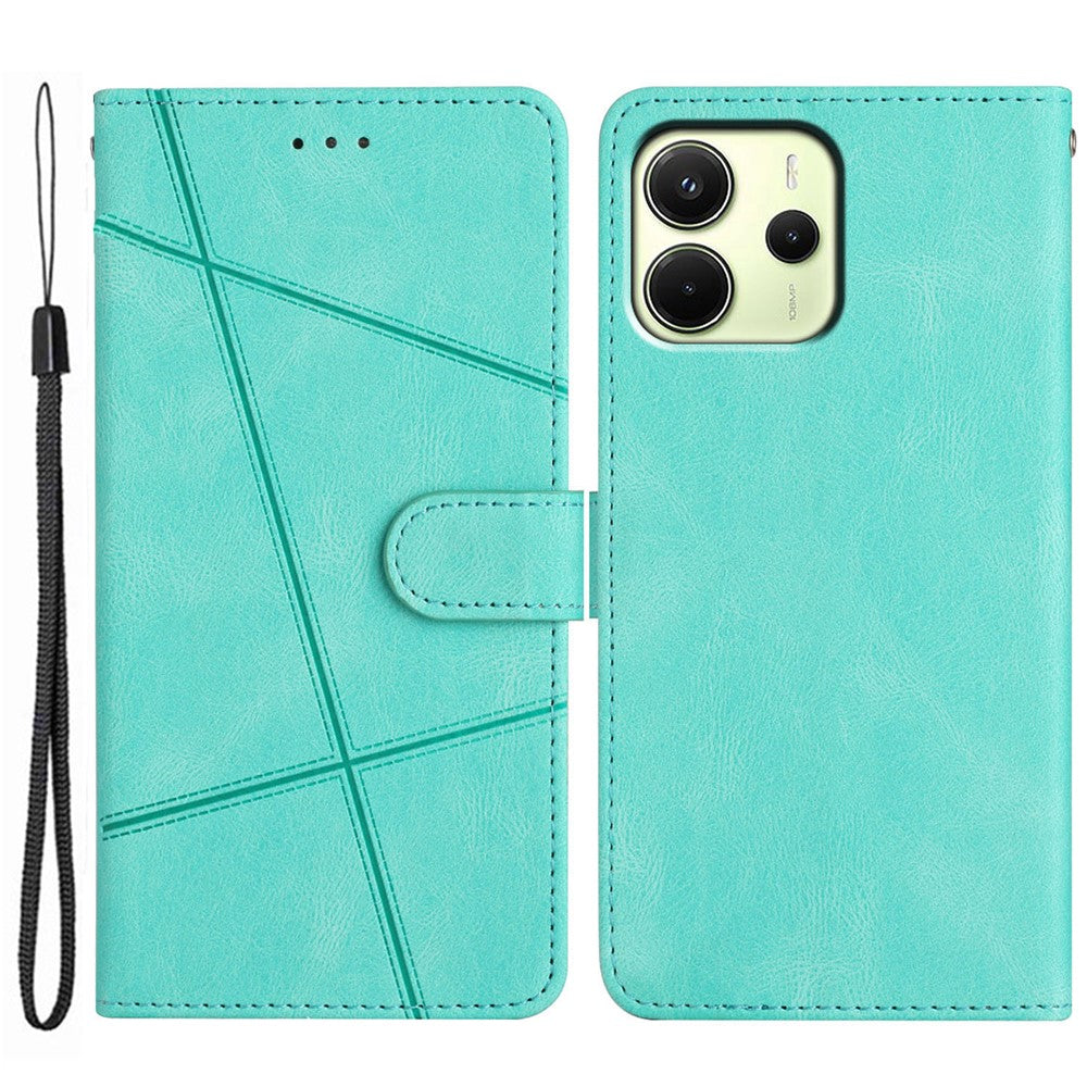For Xiaomi Redmi Note 14 4G (163.25mm) Wallet Case Line Imprinted Skin-Touch Anti-Drop Leather Flip Phone Cover