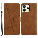 For Xiaomi Redmi Note 14 4G (163.25mm) Wallet Case Line Imprinted Skin-Touch Anti-Drop Leather Flip Phone Cover
