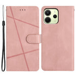 For Xiaomi Redmi Note 14 4G (163.25mm) Wallet Case Line Imprinted Skin-Touch Anti-Drop Leather Flip Phone Cover