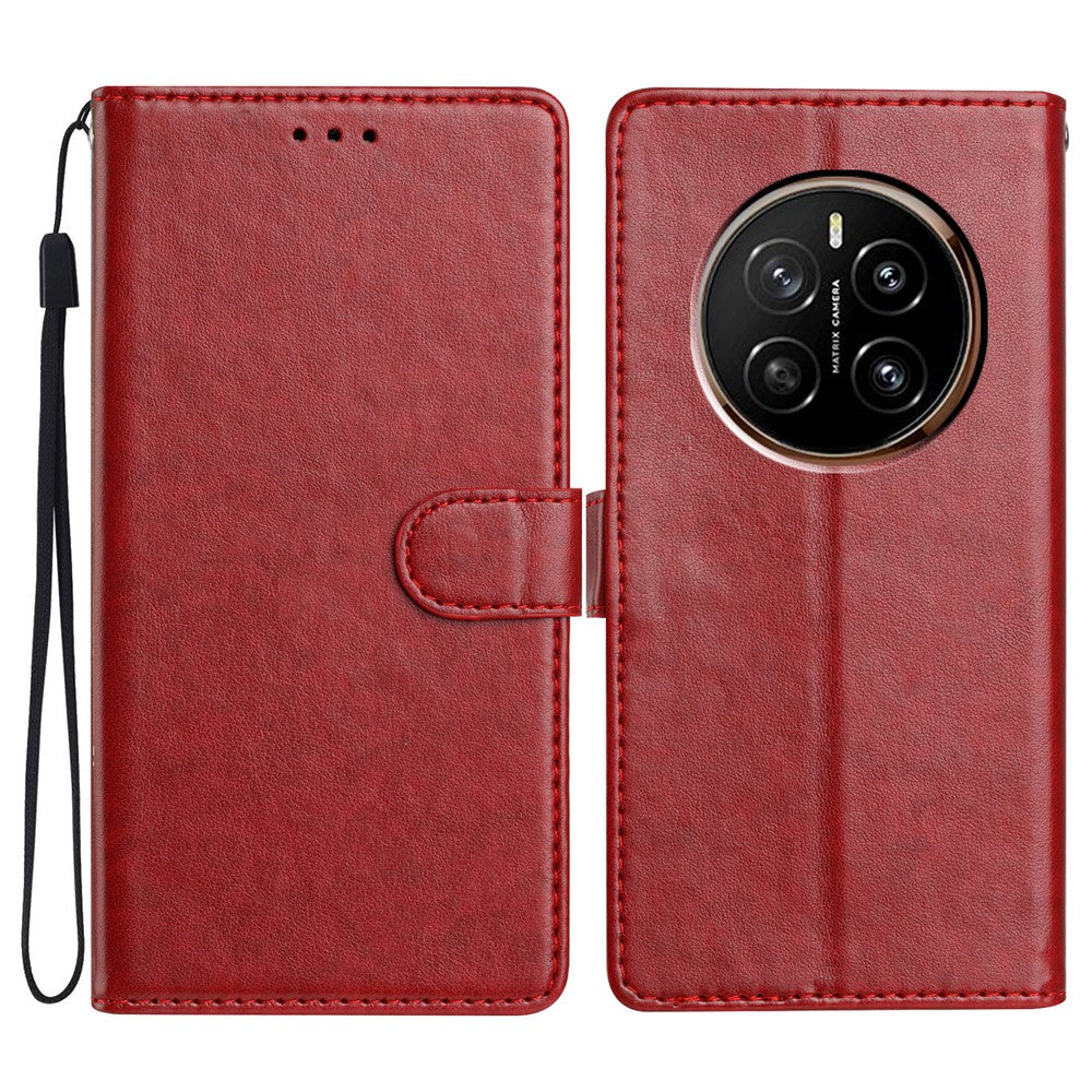 For Honor Magic7 5G Leather Case Wallet Stand Phone Cover with Handy Strap