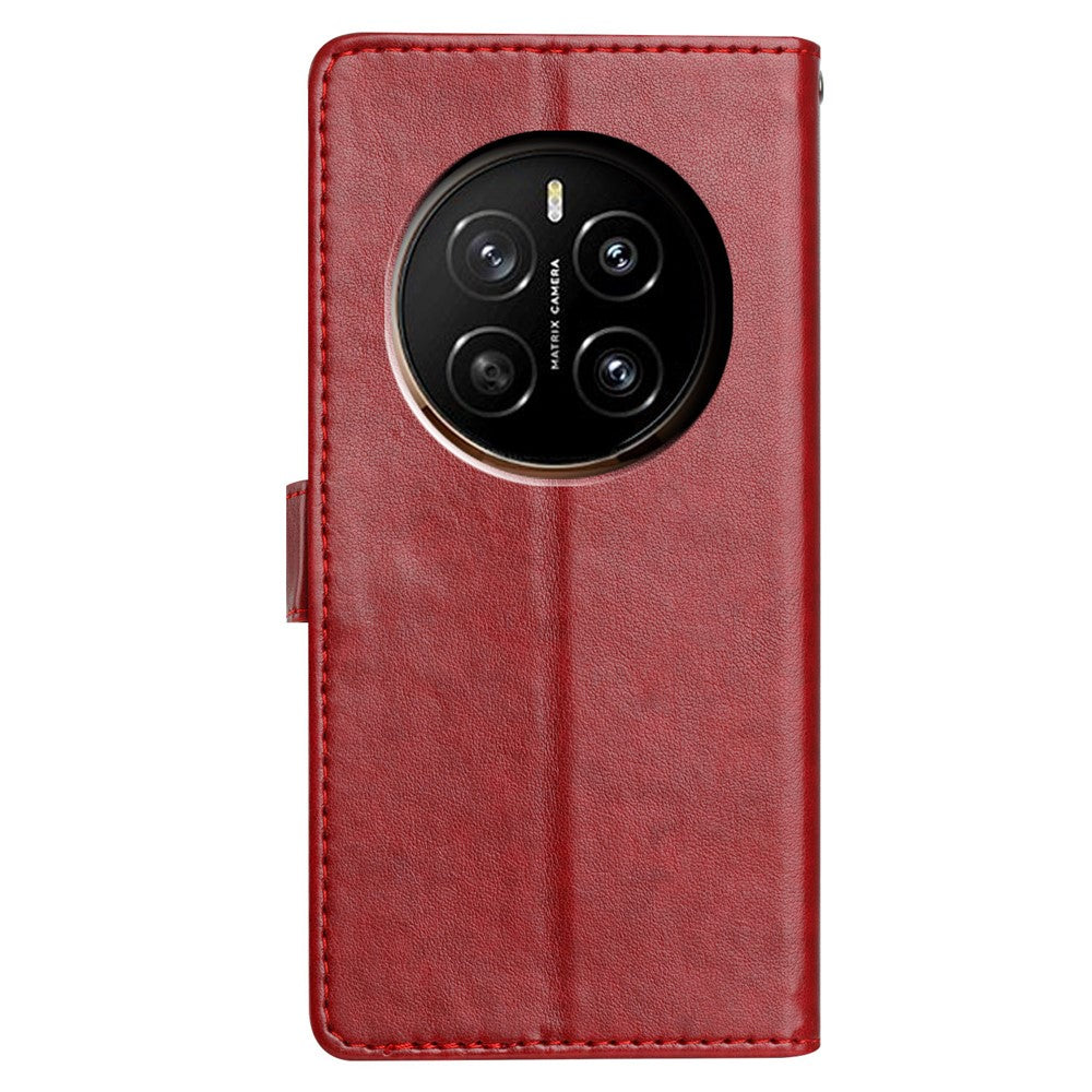 For Honor Magic7 5G Leather Case Wallet Stand Phone Cover with Handy Strap