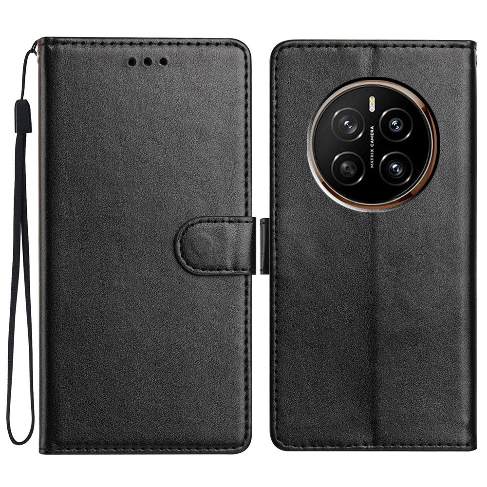 For Honor Magic7 5G Leather Case Wallet Stand Phone Cover with Handy Strap
