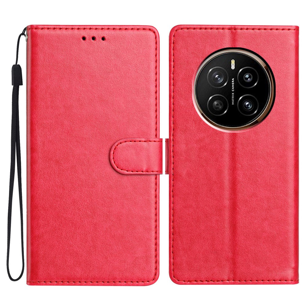 For Honor Magic7 5G Leather Case Wallet Stand Phone Cover with Handy Strap