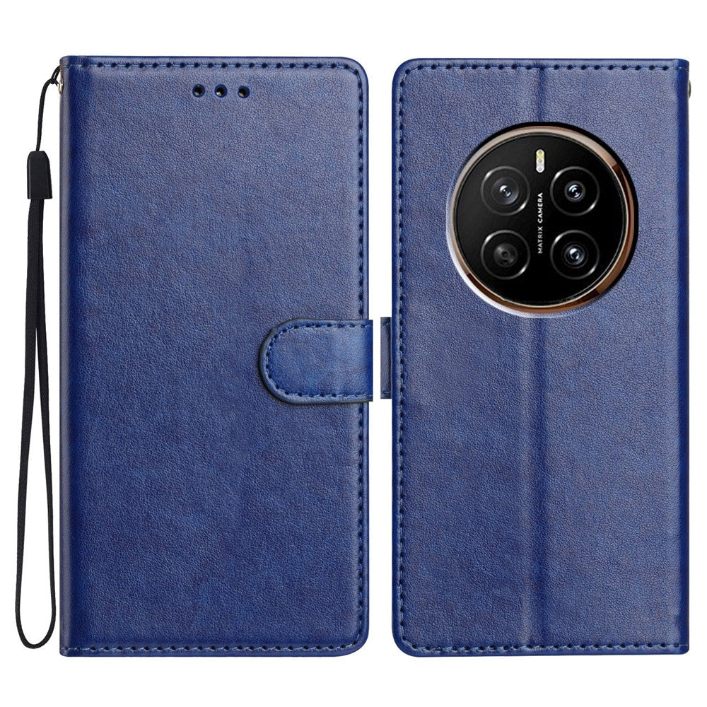 For Honor Magic7 5G Leather Case Wallet Stand Phone Cover with Handy Strap