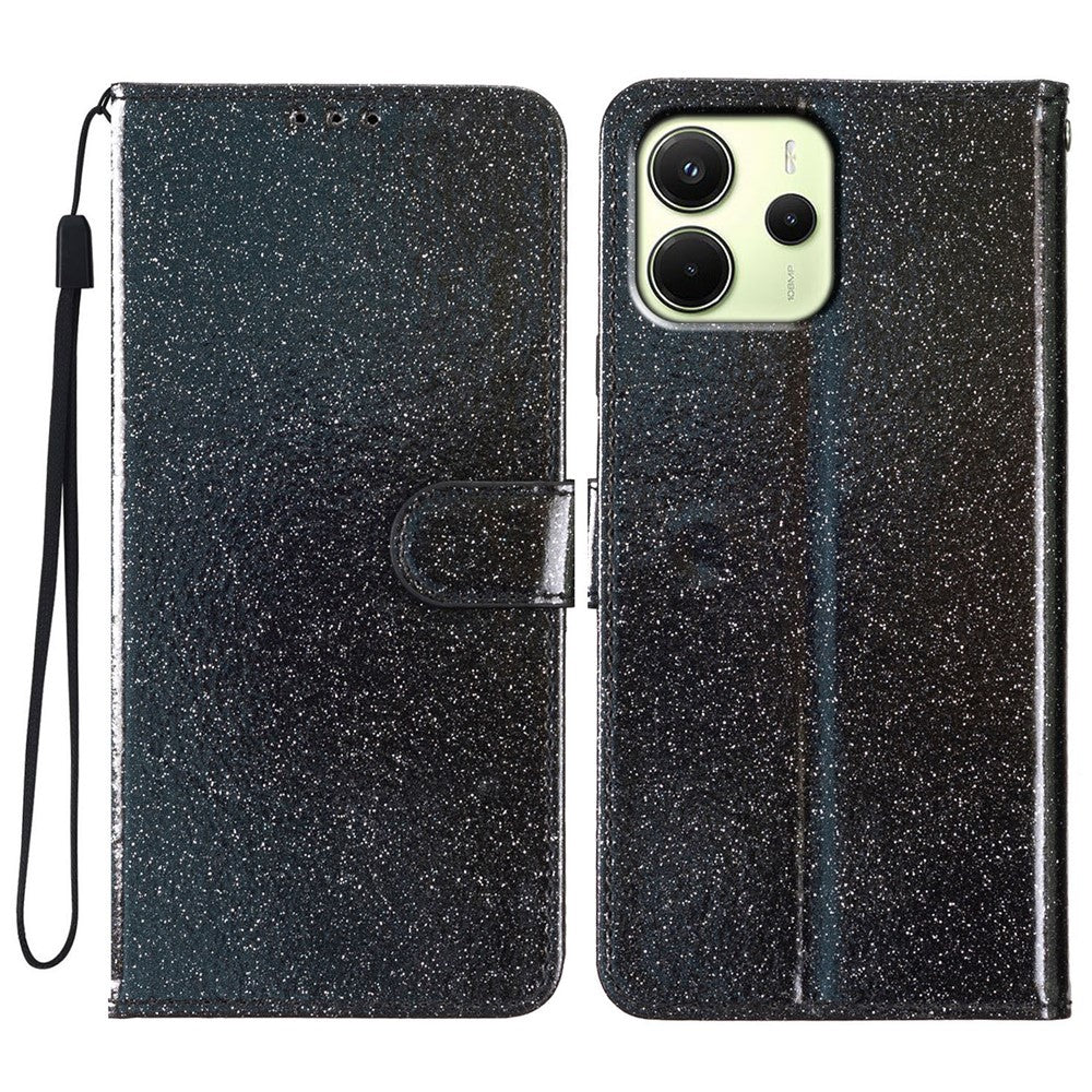 For Xiaomi Redmi Note 14 4G (163.25mm) Wallet Case Glitter Anti-Scratch Leather Phone Cover Stand