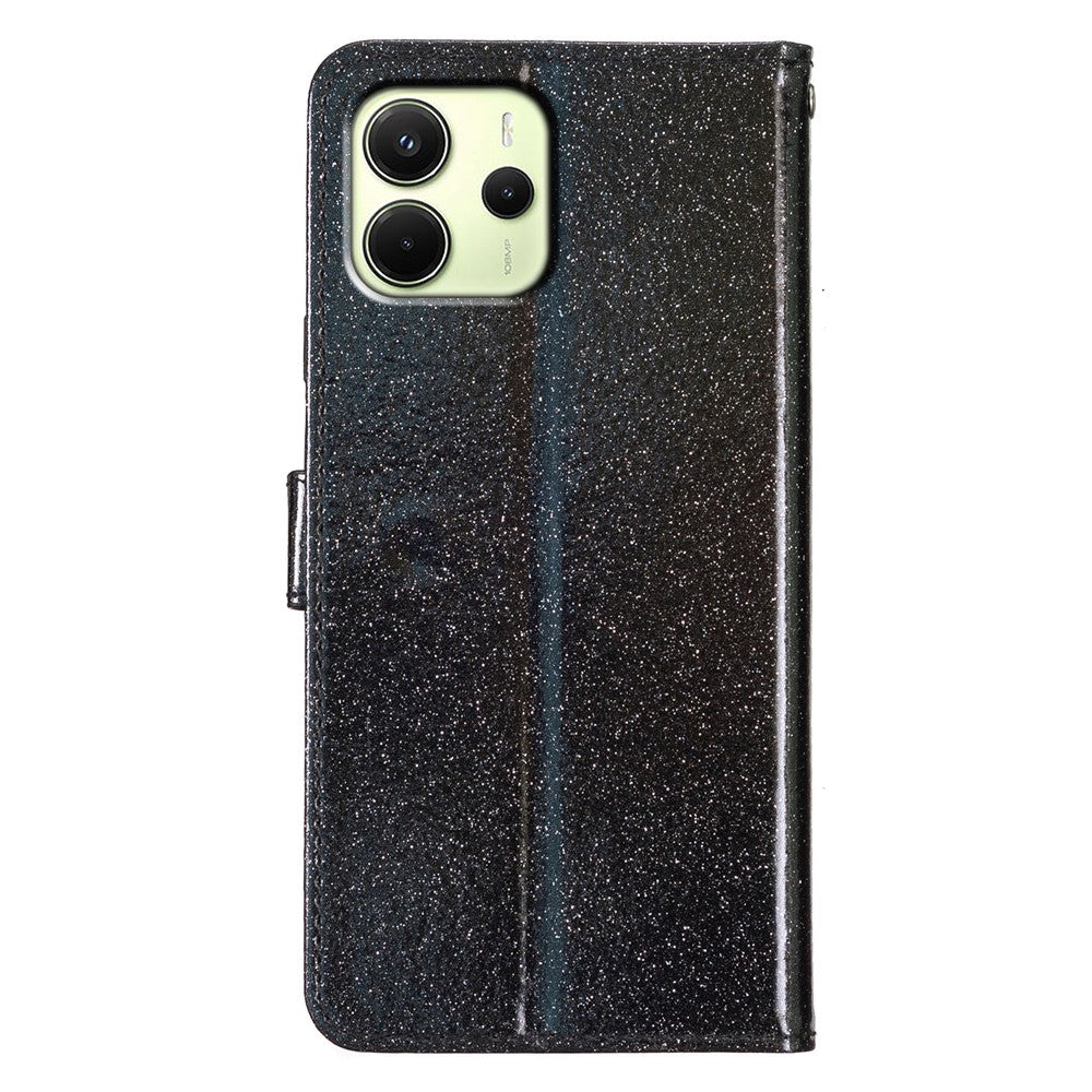 For Xiaomi Redmi Note 14 4G (163.25mm) Wallet Case Glitter Anti-Scratch Leather Phone Cover Stand
