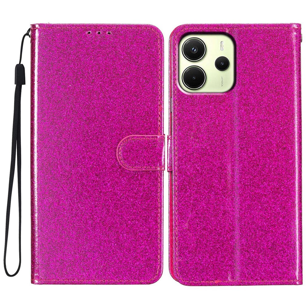 For Xiaomi Redmi Note 14 4G (163.25mm) Wallet Case Glitter Anti-Scratch Leather Phone Cover Stand