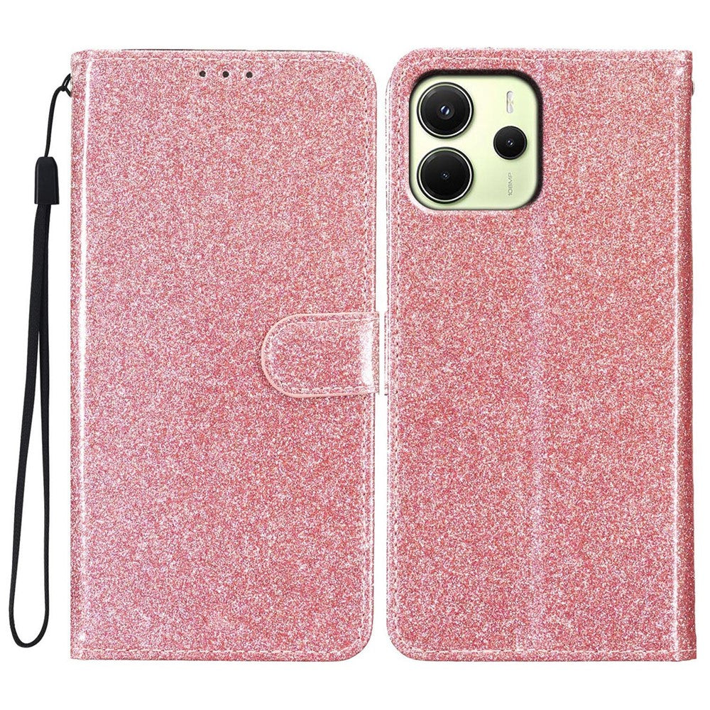 For Xiaomi Redmi Note 14 4G (163.25mm) Wallet Case Glitter Anti-Scratch Leather Phone Cover Stand
