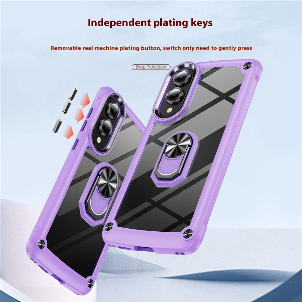 For Samsung Galaxy S25 Edge Case Alloy Lens Frame PC + TPU Kickstand Phone Back Cover