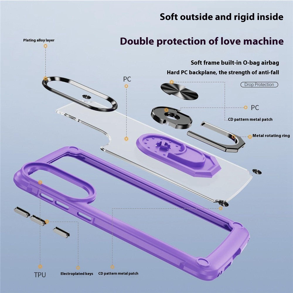 For Samsung Galaxy S25 Edge Case Alloy Lens Frame PC + TPU Kickstand Phone Back Cover